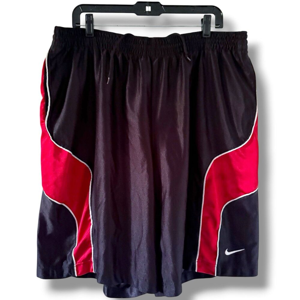 Men's VTG Y2K Nike Dazzle Shorts Black Red XXL 2XL Silky Smooth Shiny Basketball